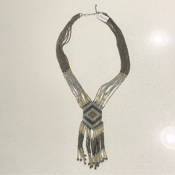 Panacea Jewelry - Panacea Boho Beaded Fringe Necklace in Gold and Silver